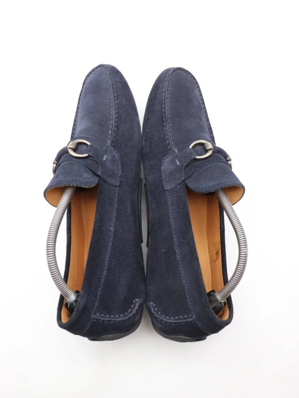 Magnanni Neiman Marcus Navy Blue Suede Men's Size 11 M Horse Bit Loafers Slip On